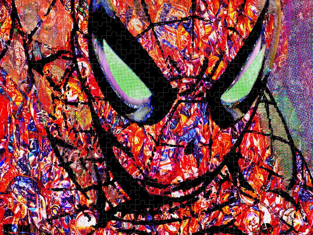 Spider-man Jigsaw Puzzle featuring the mixed media Spider by Tony Rubino