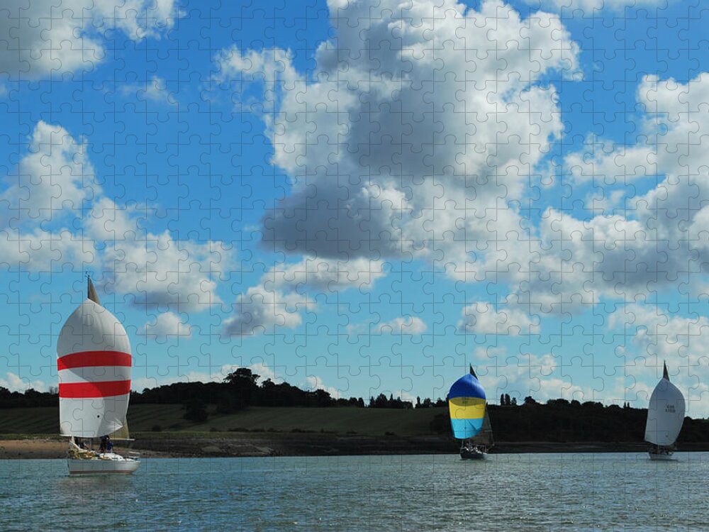 Sailing Jigsaw Puzzle featuring the photograph Spinnaker Run by Terence Davis
