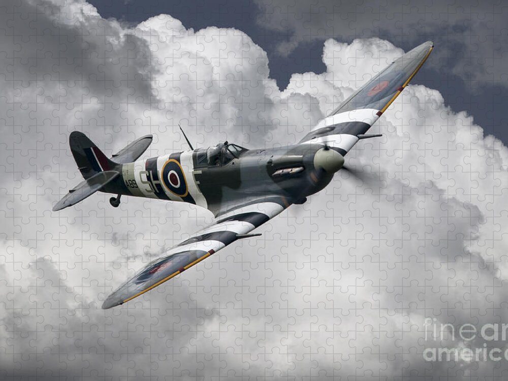 Spitfire Jigsaw Puzzle featuring the digital art Spitfire Mk Vb AB910 by Airpower Art