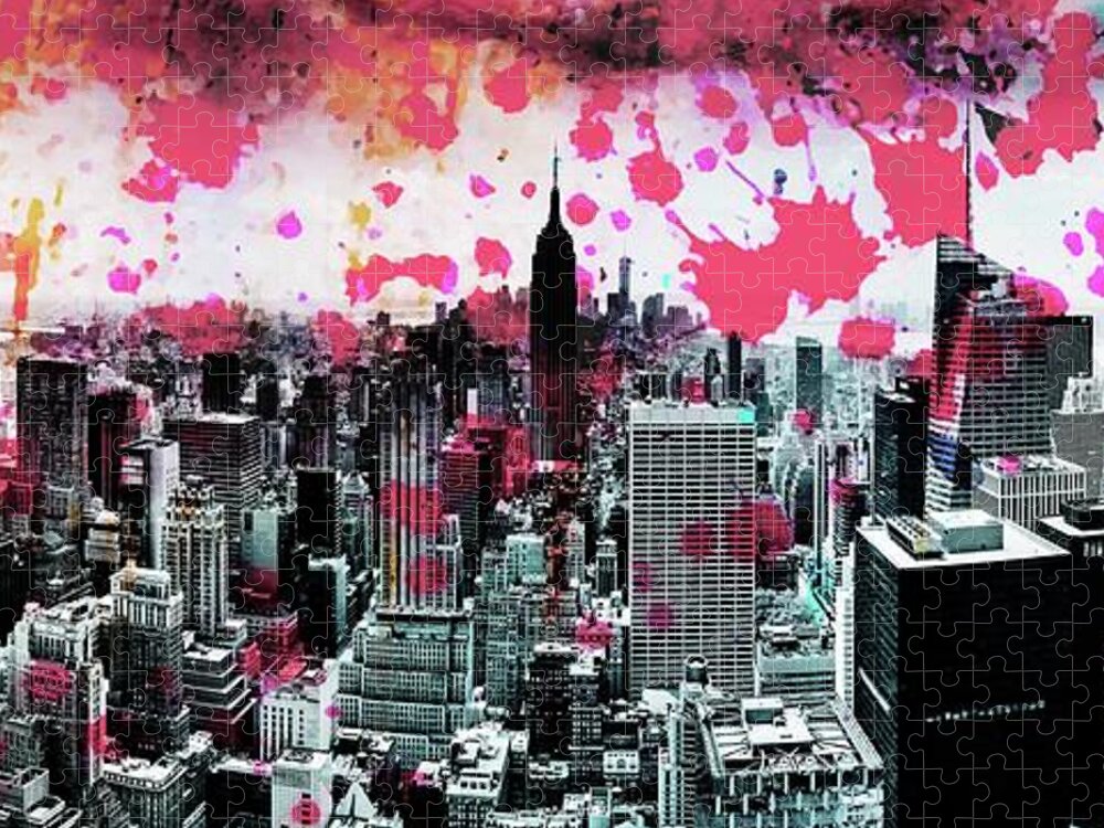 New York City Skyline Jigsaw Puzzle featuring the photograph Splatter Pop by Az Jackson