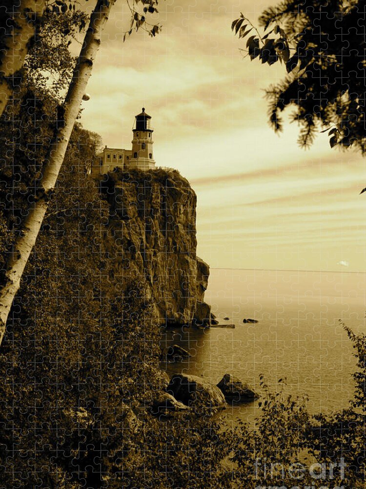 Lighthouse Jigsaw Puzzle featuring the photograph Split Rock by Becqi Sherman