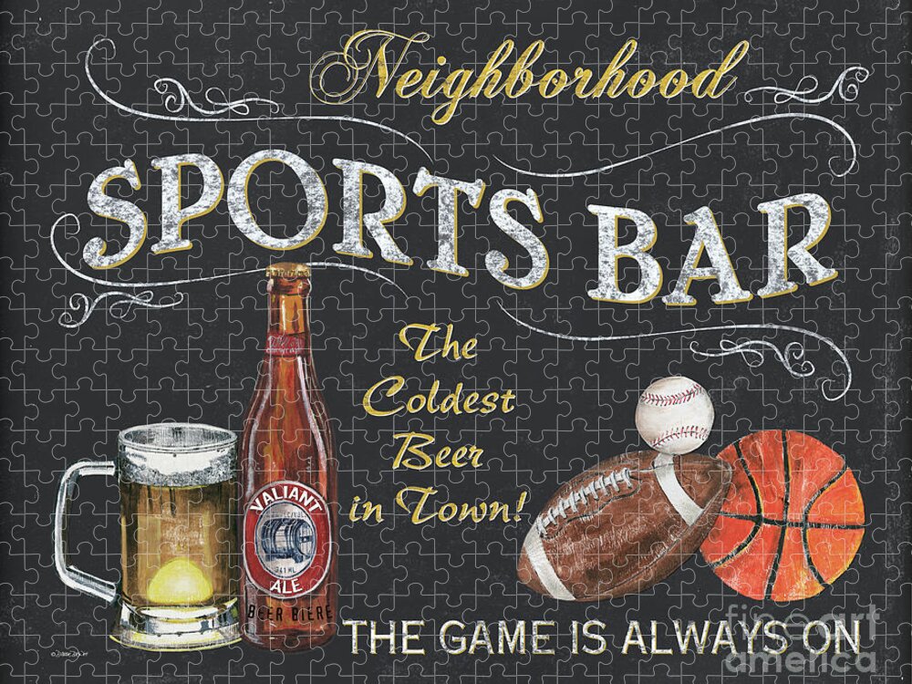 Sports Jigsaw Puzzle featuring the painting Sports Bar by Debbie DeWitt