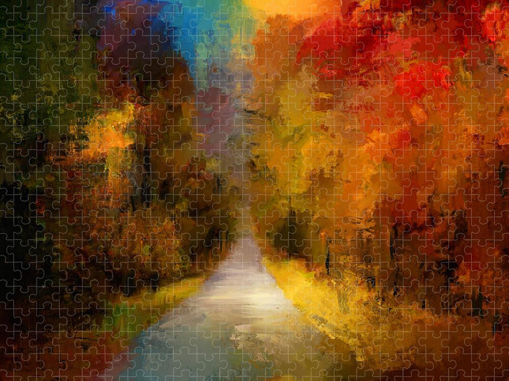 Jai Johnson Jigsaw Puzzle featuring the painting Spotlight On Autumn by Jai Johnson