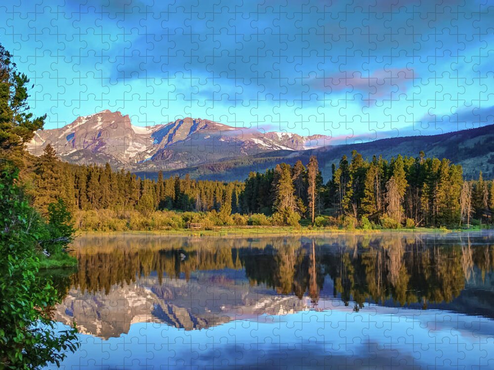 America Jigsaw Puzzle featuring the photograph Sprague Lake Morning Reflections - Rocky Mountain National Park by Gregory Ballos