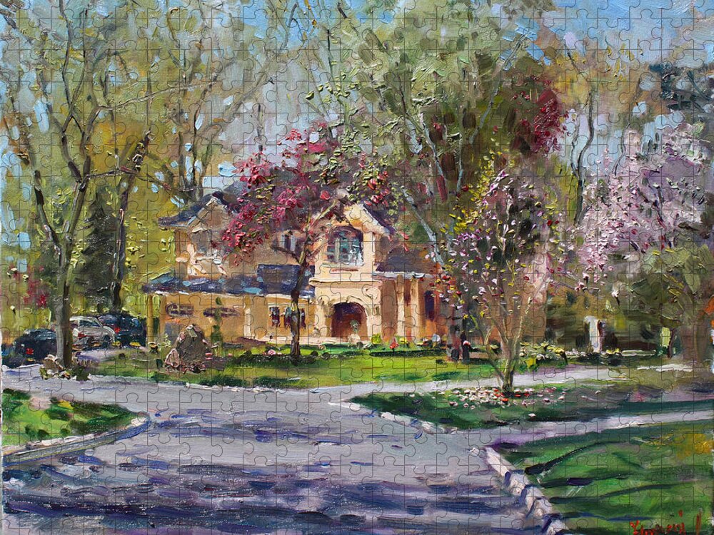 Spring In Wateska Bulvd Jigsaw Puzzle featuring the painting Spring in Wateska Bulvd by Ylli Haruni
