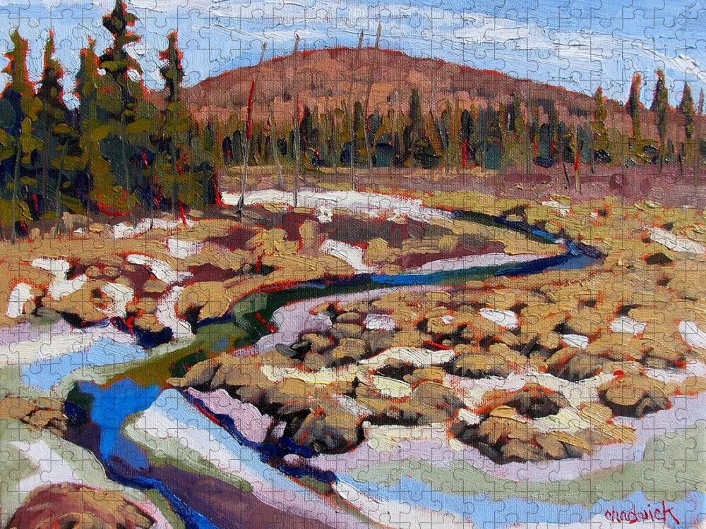 Spring Jigsaw Puzzle featuring the painting Spring Marsh Algonquin by Phil Chadwick