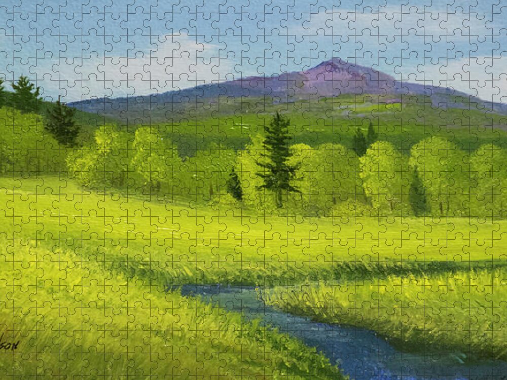 River Jigsaw Puzzle featuring the painting Spring Meadow Brook by Frank Wilson