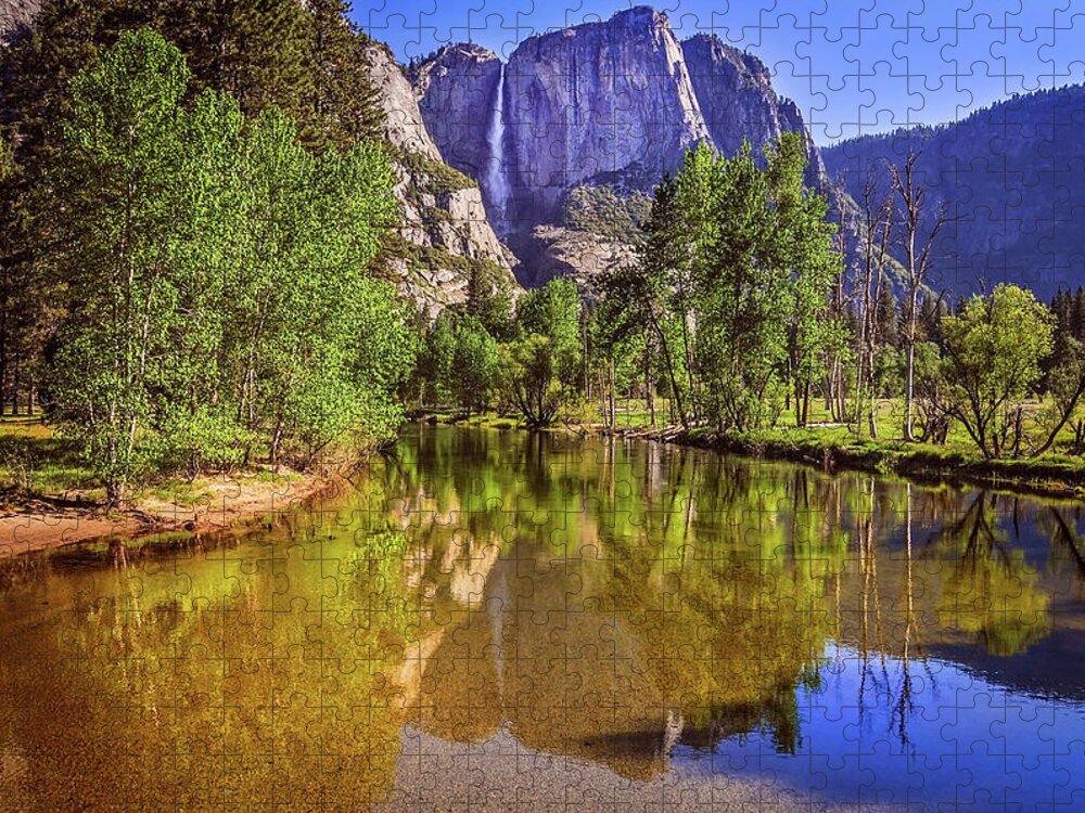 Yosemite Jigsaw Puzzle featuring the photograph Spring Reflections of Yosemite Falls by Lynn Bauer