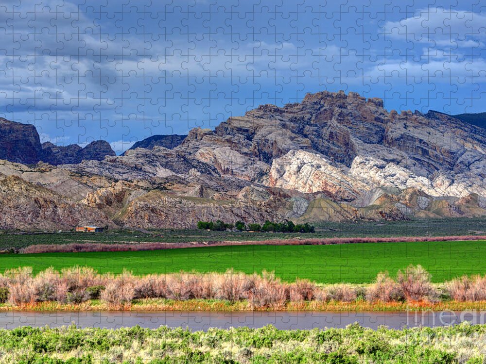 Dinosaur Jigsaw Puzzle featuring the photograph Spring Storm over Split Mountain Dinosaur National Monument by Gary Whitton