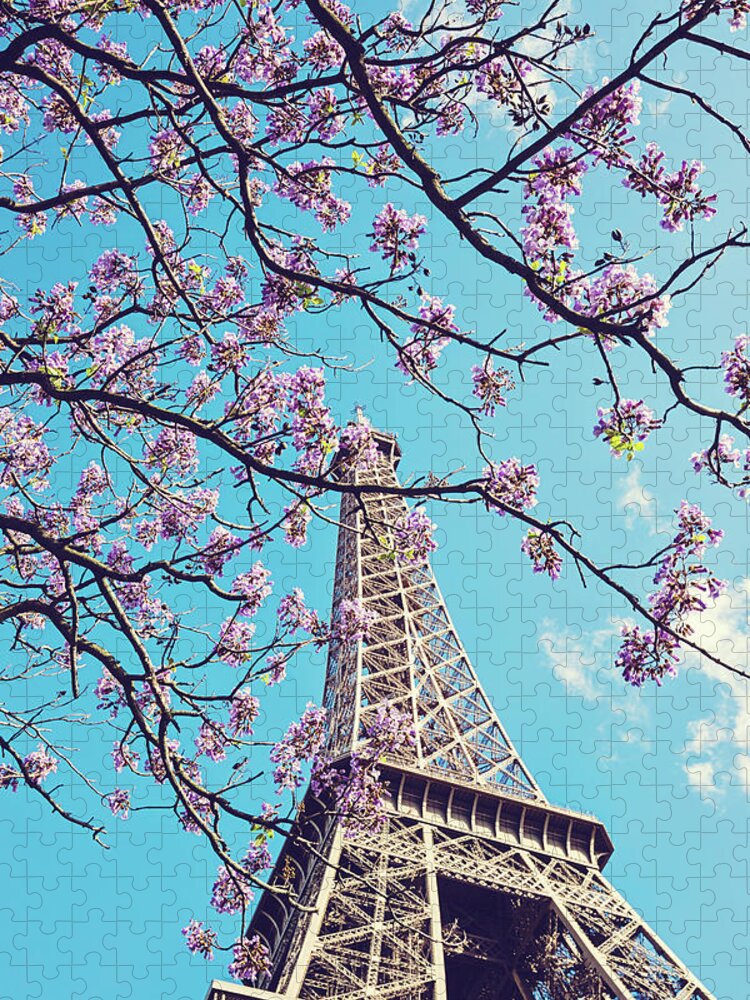 Paris Photography Jigsaw Puzzle featuring the photograph Springtime in Paris - Eiffel Tower Photograph by Melanie Alexandra Price