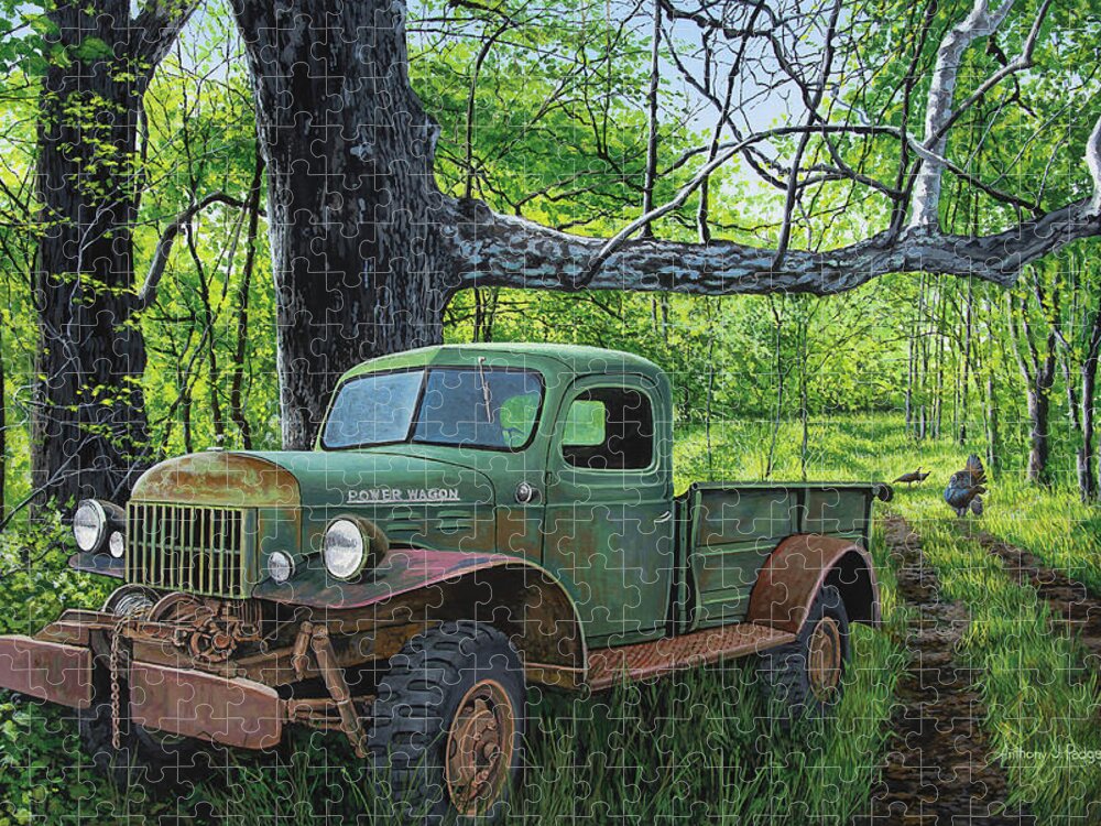 Dodge Jigsaw Puzzle featuring the painting Springtime Power by Anthony J Padgett