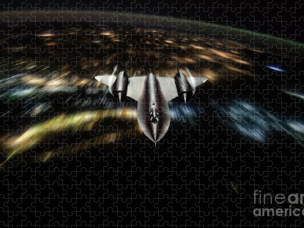 Sr-71 Jigsaw Puzzle featuring the digital art SR-71 Night Stalker by Airpower Art