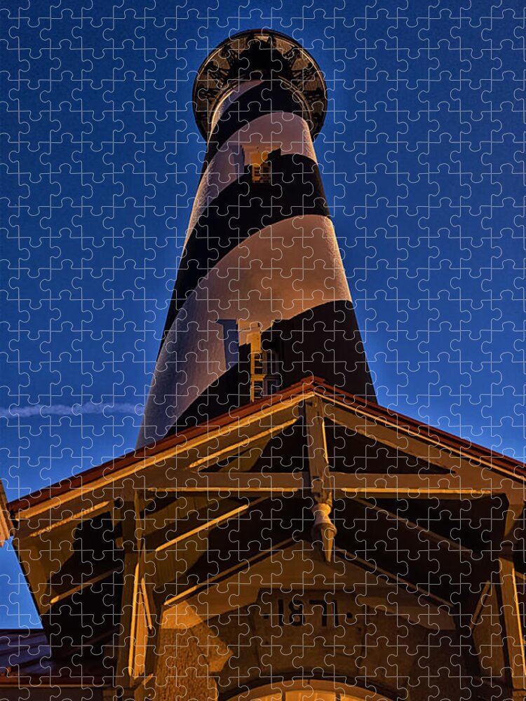 St. Augustine Jigsaw Puzzle featuring the photograph St. Augustine Lighthouse at Night by Joseph Desiderio