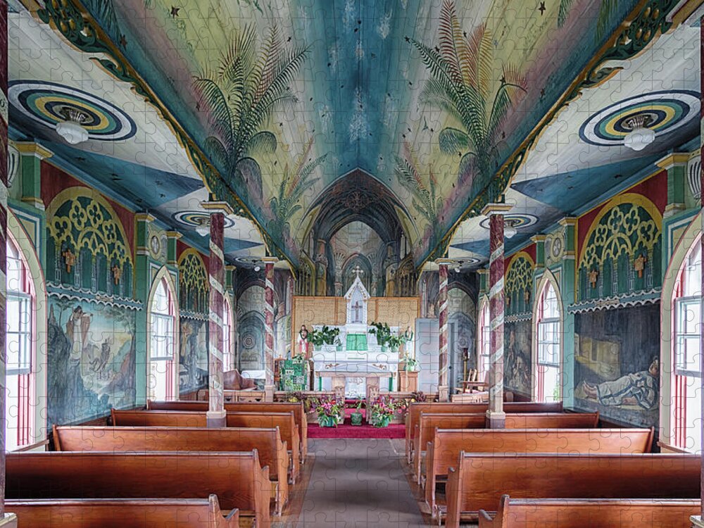 St. Benedict Church Jigsaw Puzzle featuring the photograph St. Benedict Painted Church Interior 2 by Susan Rissi Tregoning