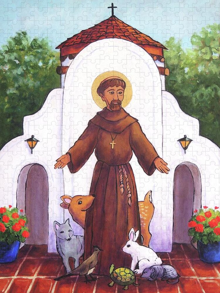 St. Francis Jigsaw Puzzle featuring the painting St. Francis at Holy Cross by Candy Mayer