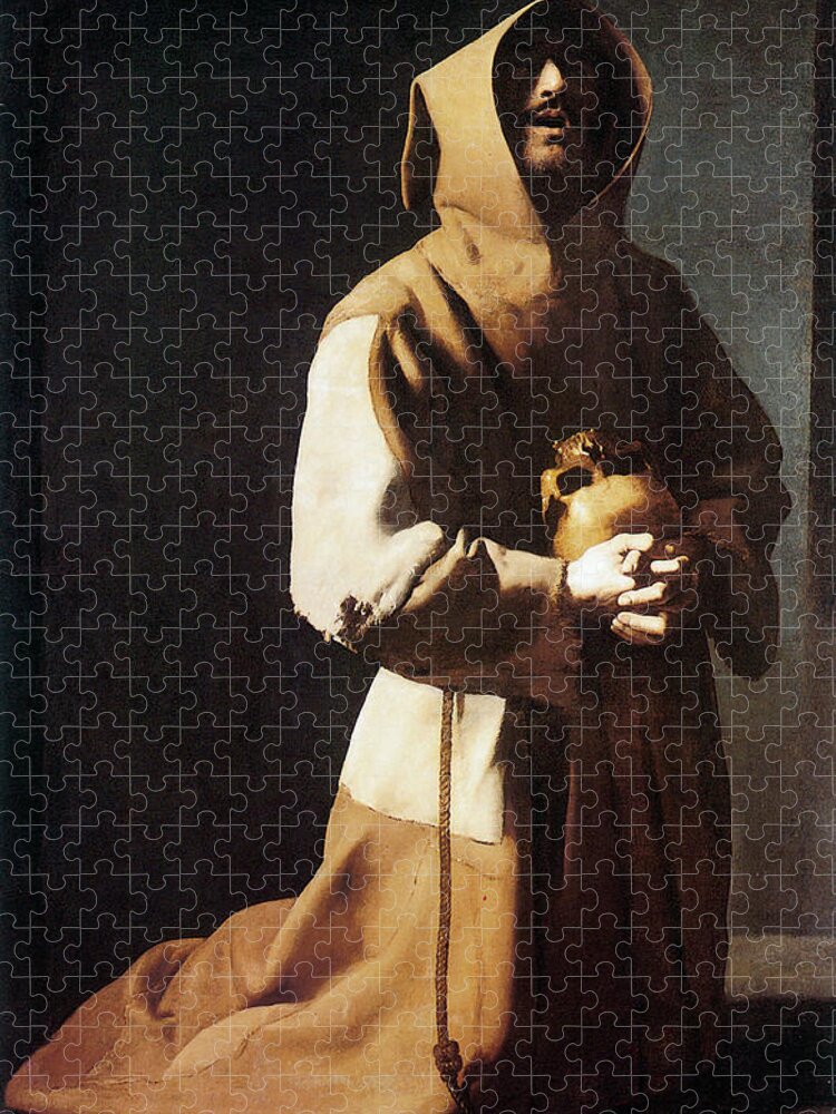 Francisco De Zurbaran Jigsaw Puzzle featuring the photograph St. Francis Kneeling by Francisco de Zurbaran