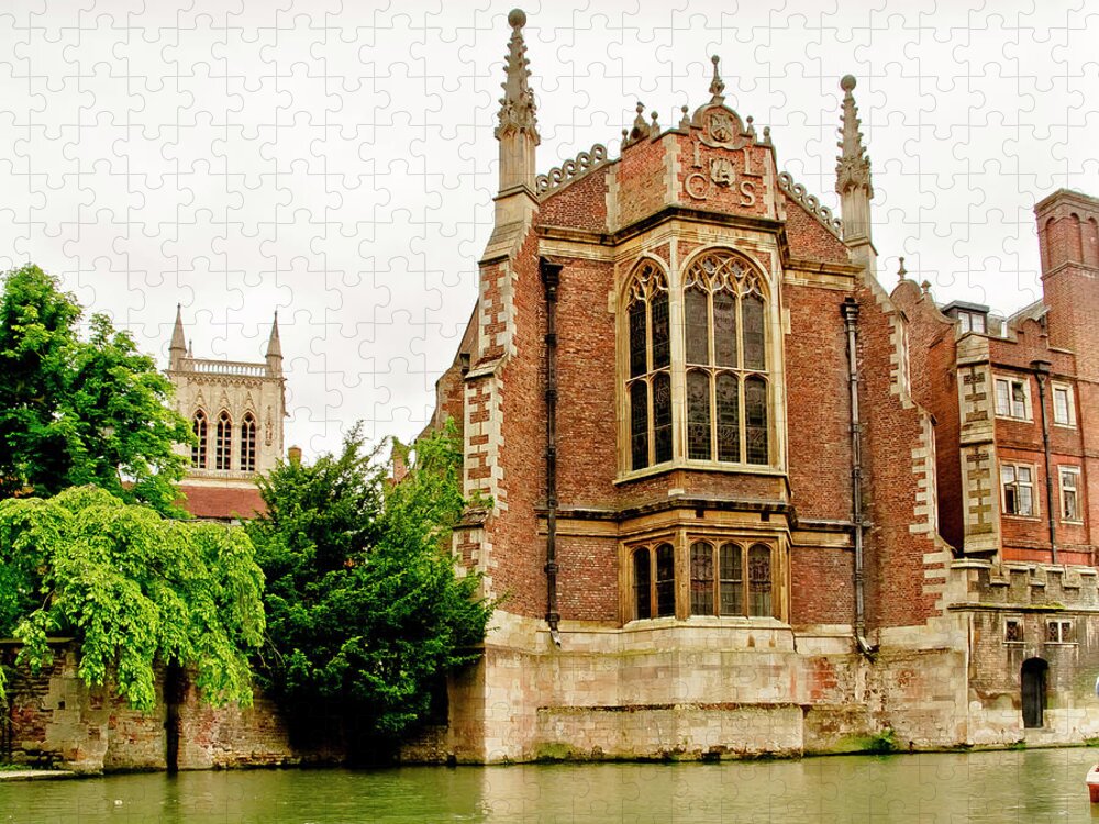 Cambridge Jigsaw Puzzle featuring the photograph St Johns College from the Backs. by Elena Perelman