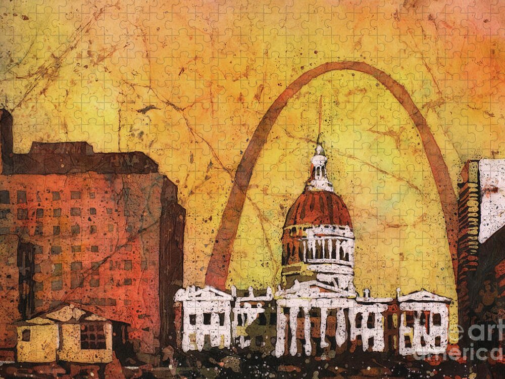 City Jigsaw Puzzle featuring the painting St. Louis Archway by Ryan Fox