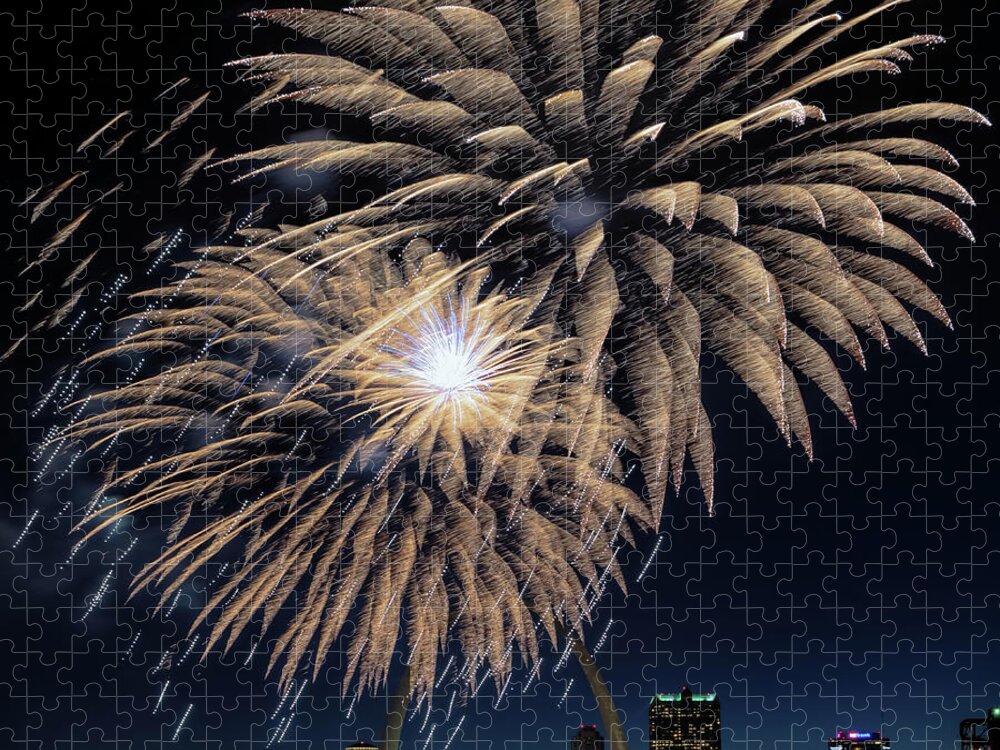 Fireworks Jigsaw Puzzle featuring the photograph St Louis Celebration by Susan Rissi Tregoning