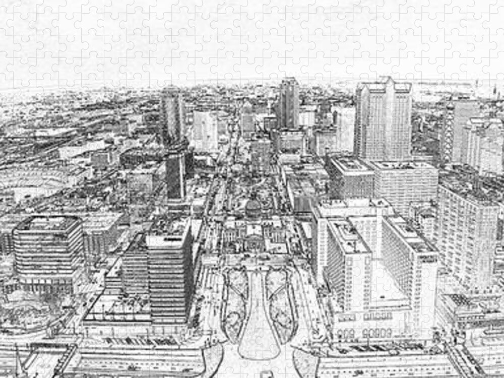 St. Louis Jigsaw Puzzle featuring the photograph St. Louis from the Arch 2016 sketch by C H Apperson