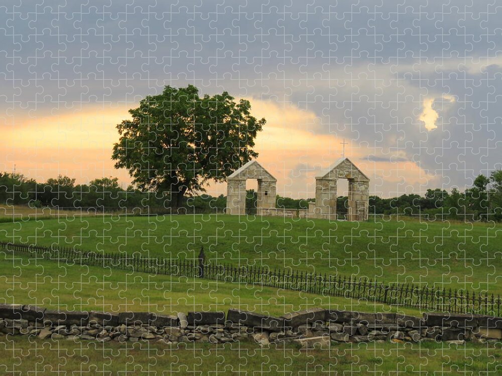 Church Jigsaw Puzzle featuring the photograph St. Patrick's Mission Church Memorial by Keith Stokes