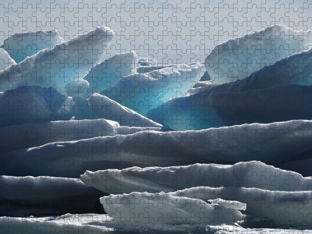 Ice Jigsaw Puzzle featuring the photograph Stacked Ice Abstract by David T Wilkinson