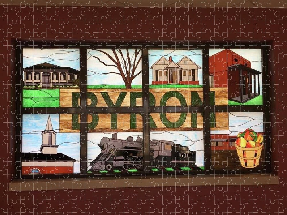 Stained Glass Jigsaw Puzzle featuring the photograph Stained Glass Land Marks by Aaron Martens