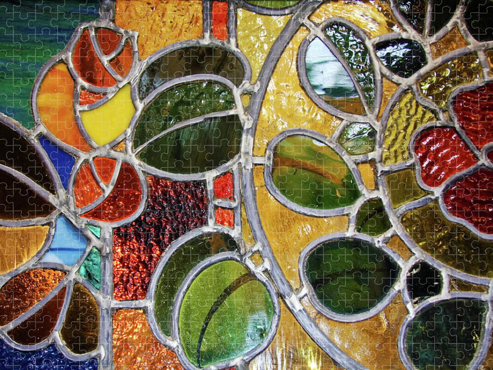 Stained Glass Jigsaw Puzzle featuring the photograph Stained Glass Wall Decor by Tatiana Travelways