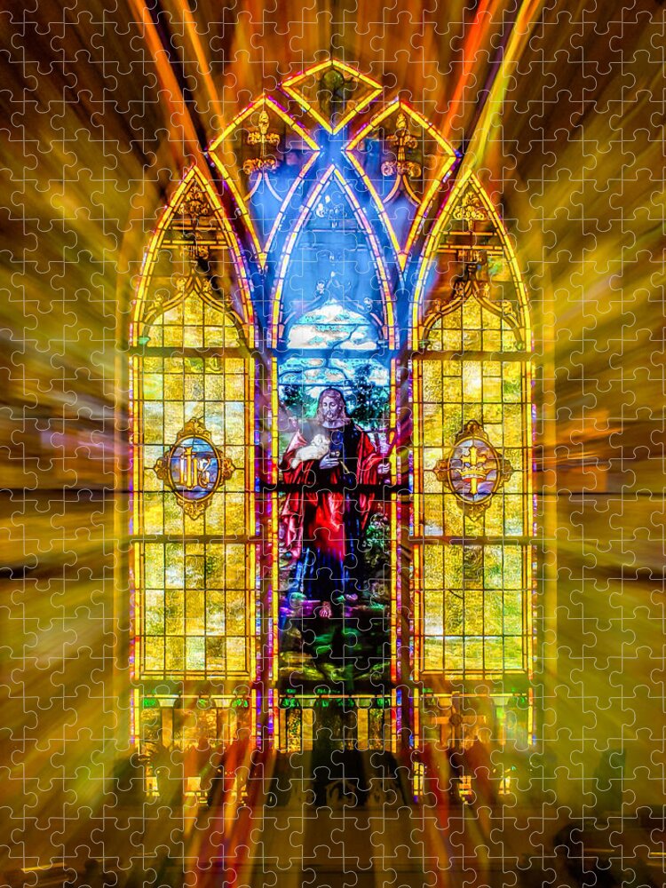 Stained Jigsaw Puzzle featuring the photograph Stained Glass Window -Mantua by Nick Zelinsky Jr