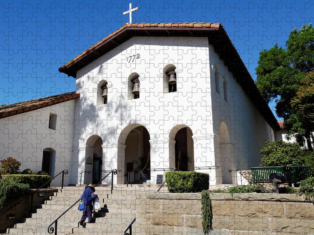 Darin Volpe Architecture Jigsaw Puzzle featuring the photograph Stairway to Heaven - Mission San Luis Obispo de Tolosa by Darin Volpe