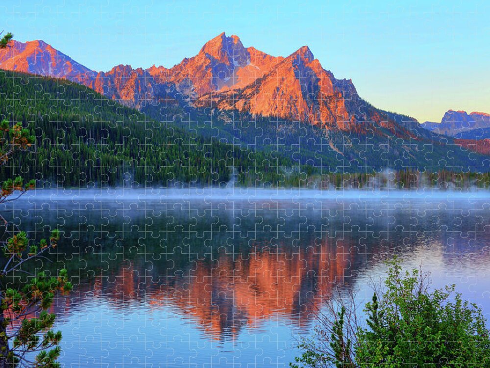 Stanley Lake Jigsaw Puzzle featuring the photograph Stanley Lake Dawn by Greg Norrell