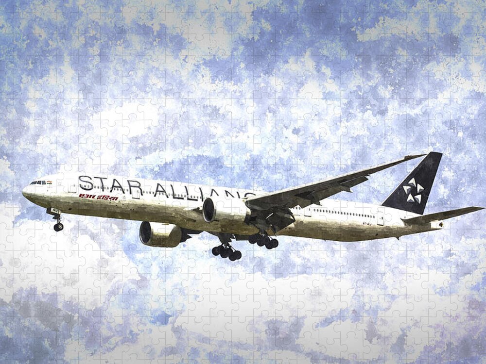 Star Alliance Jigsaw Puzzle featuring the photograph Star Alliance Boeing 777 Art by David Pyatt