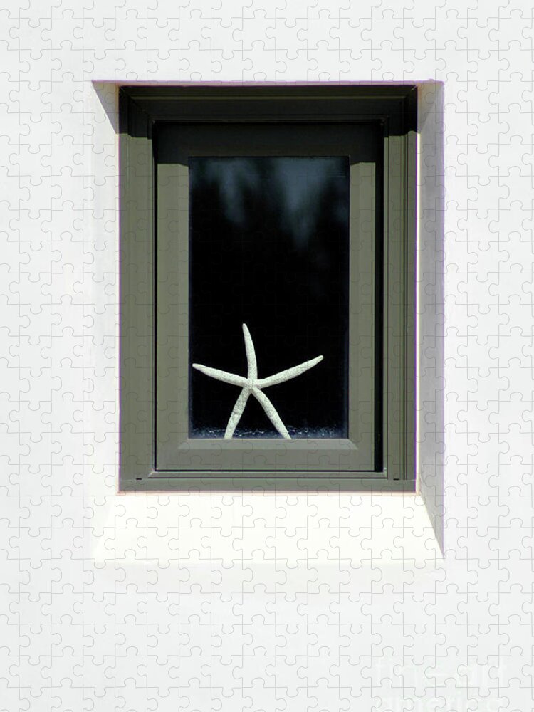 Abstract Jigsaw Puzzle featuring the photograph Starfish Window 2016 No. 2 by Karen Adams