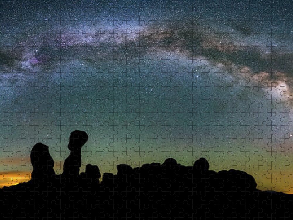 Milky Way Panorama Jigsaw Puzzle featuring the photograph Stargazing Family by Darren White