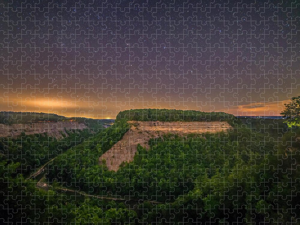 Letchworth State Park Jigsaw Puzzle featuring the photograph Stars Over Great Bend by Mark Papke