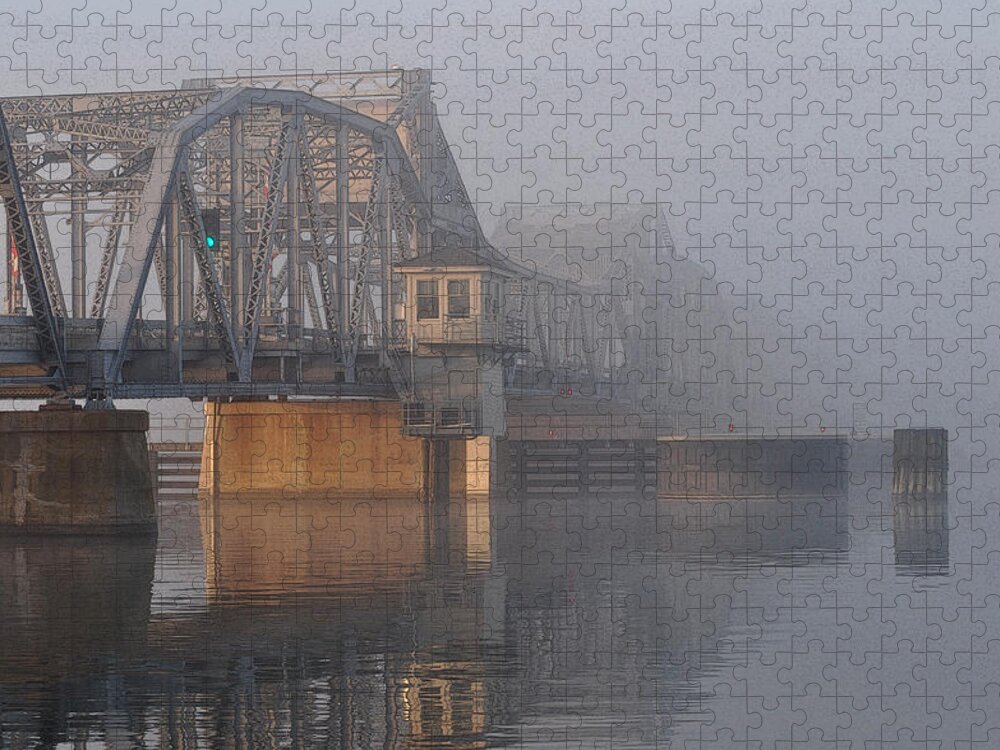 Steel Bridge Jigsaw Puzzle featuring the photograph Steel Bridge in Fog by Tim Nyberg
