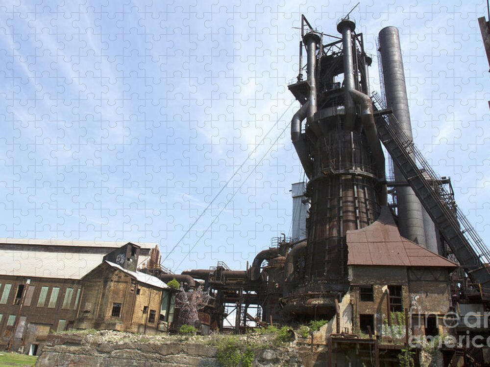 Steel Jigsaw Puzzle featuring the photograph Steel industry blast furnace by Karen Foley