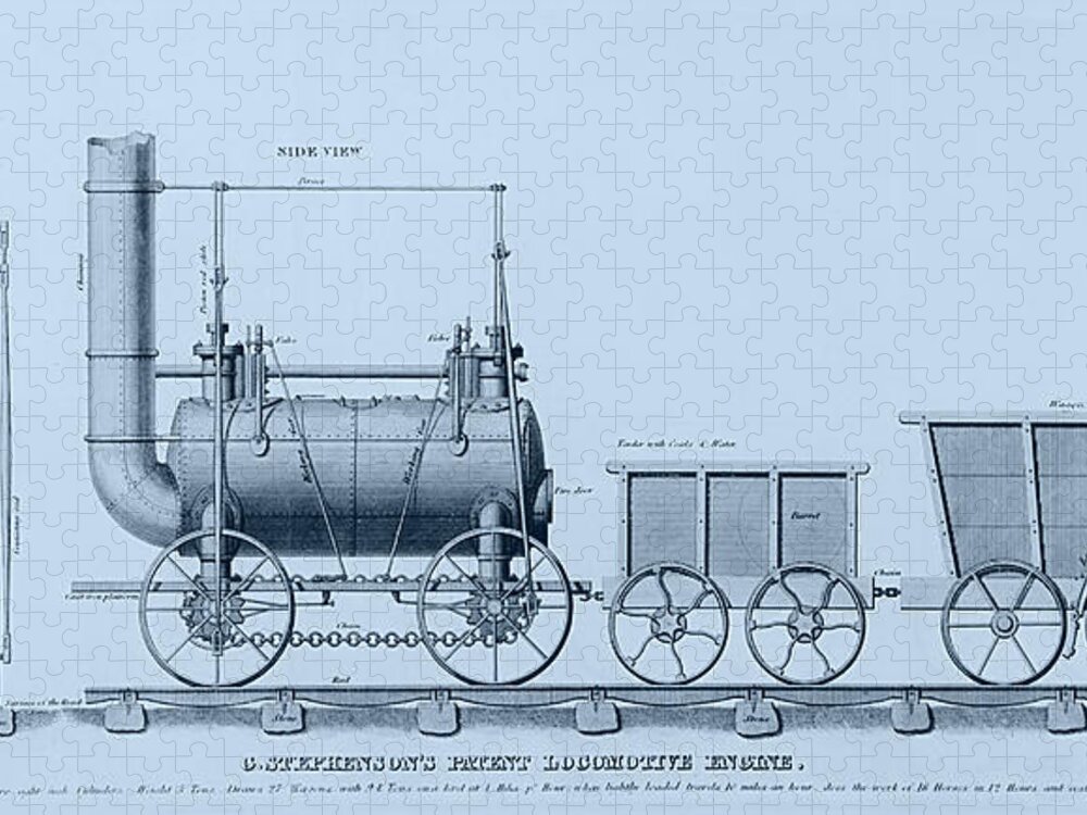 Richard Reeve Jigsaw Puzzle featuring the drawing Stephenson's Patent Locomotive Engine by Richard Reeve