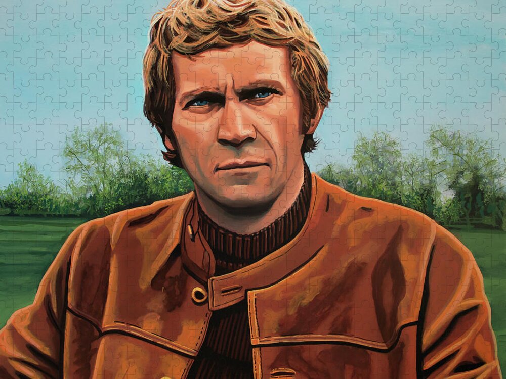 Steve Mcqueen Jigsaw Puzzle featuring the painting Steve McQueen Painting by Paul Meijering