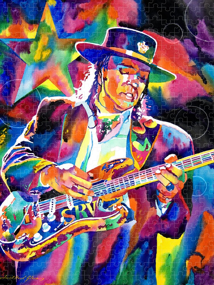 Stevie Ray Vaughan Jigsaw Puzzle featuring the painting Stevie Ray Vaughan by David Lloyd Glover