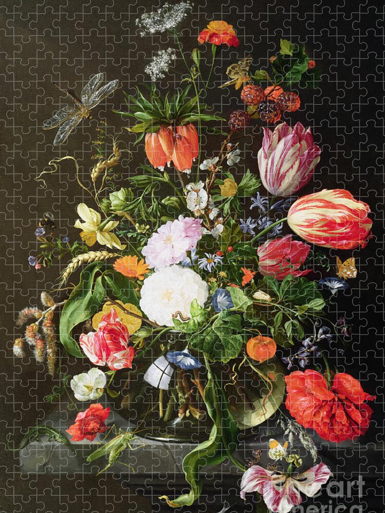 Still Life of Flowers Jigsaw Puzzle by Jan Davidsz de Heem - Pixels