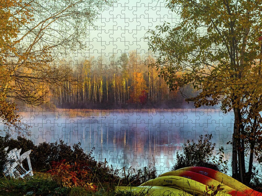 #jefffolger Jigsaw Puzzle featuring the photograph Still morning birch tree reflection by Jeff Folger