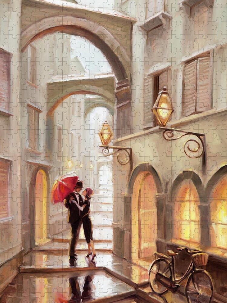 Love Jigsaw Puzzle featuring the painting Stolen Kiss by Steve Henderson