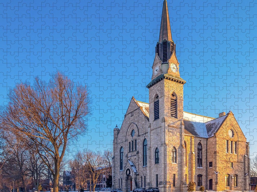 Stone Chapel Jigsaw Puzzle featuring the photograph Stone Chapel in Winter by Allin Sorenson