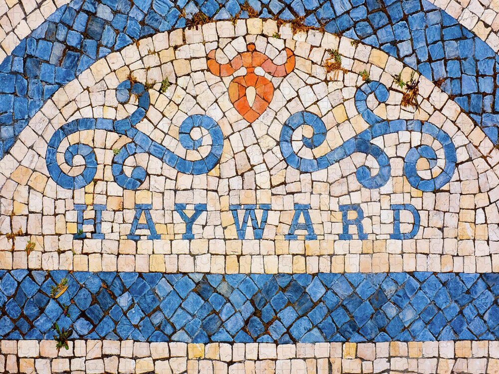 Stone Mosaic Jigsaw Puzzle featuring the photograph Stone Tile Mosaic Portuguese Centennial Park 1st Street Hayward California by Kathy Anselmo