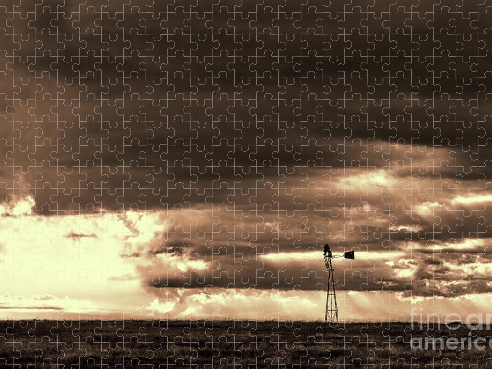 Windmill Jigsaw Puzzle featuring the photograph Storm Warning by Jim Garrison