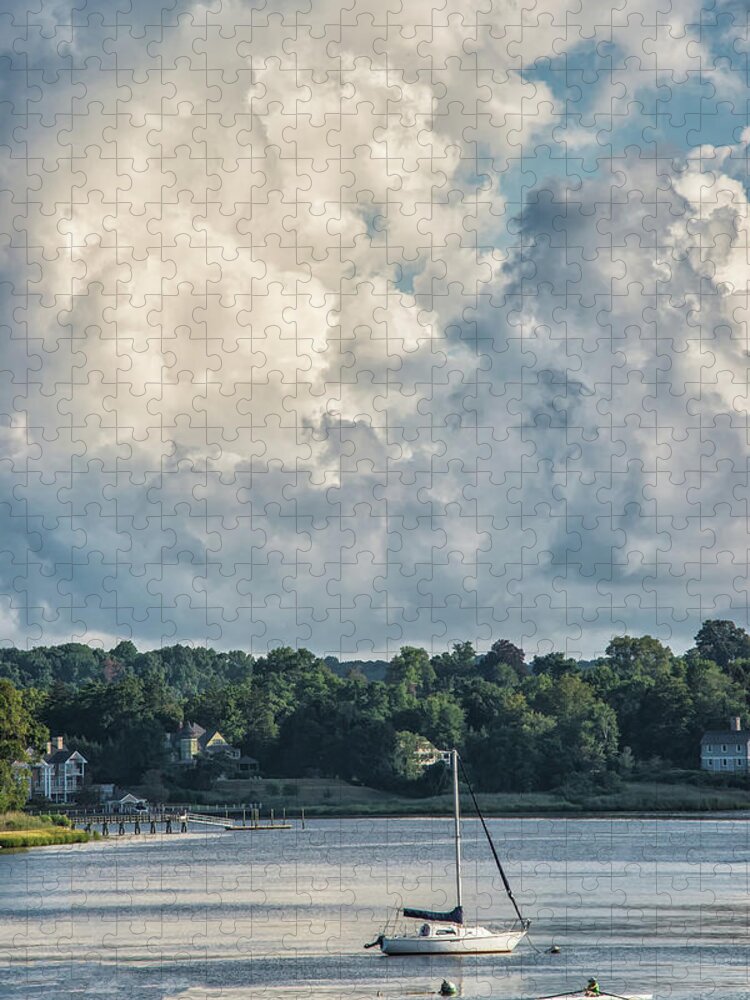 Rowing Jigsaw Puzzle featuring the photograph Stormy Sunday Morning On The Navesink River by Gary Slawsky