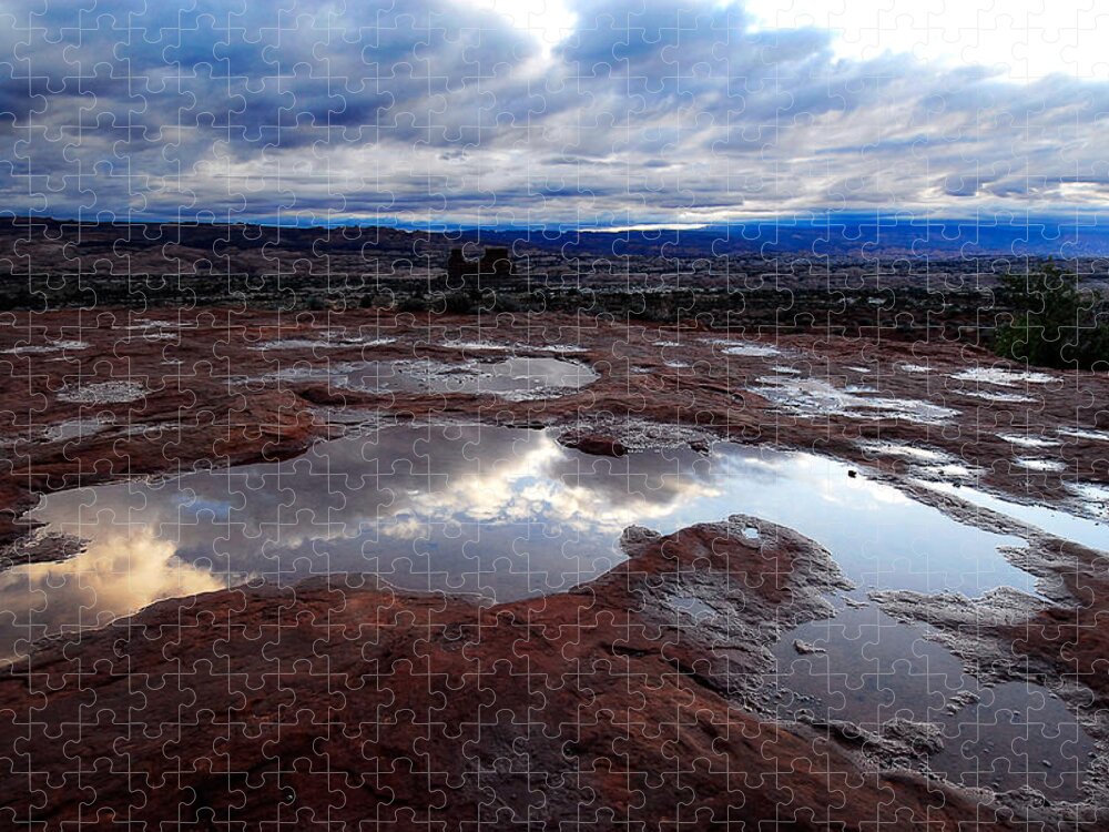 Reflection Jigsaw Puzzle featuring the photograph Stormy Sunrise by Harry Spitz