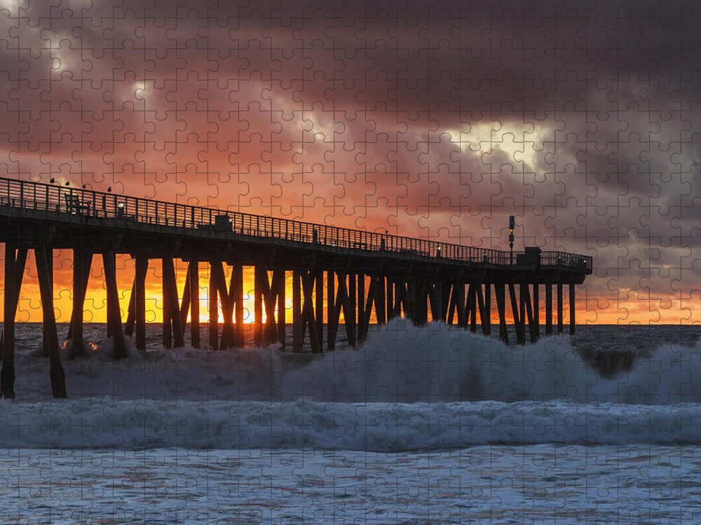Beach Jigsaw Puzzle featuring the photograph Stormy Sunset by Ed Clark