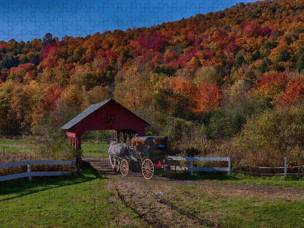#jefffolger Jigsaw Puzzle featuring the photograph Stowe Vermont carriage ride by Jeff Folger